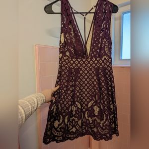 Free People Lace A-Line Purple Dress